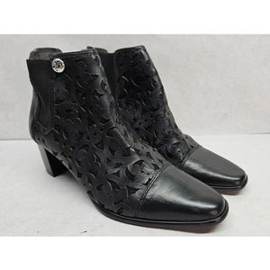 Brighton Toledo Ankle Boot Black Leather Laser Cut Women's Size 7M